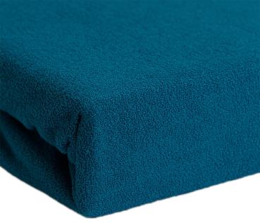 Preview: Doppelbett Luxus Frottee Fixleintuch - 140x200cm Petrol - 80% Baumwolle, 20% Mikrofaser - Öko-Tex Standard 100 - Bügelfrei, 60°C waschbar - Für warme Nächte