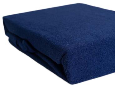 Preview: Luxury terry cloth fitted sheet for double bed, 80% cotton, 20% microfibre, navy, 140 x 200 cm