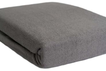 Preview: Luxury terry double bed quality fitted sheet, gray, 28cm bar