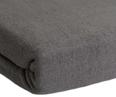 Preview: Luxury terry double bed quality fitted sheet, gray, 28cm bar