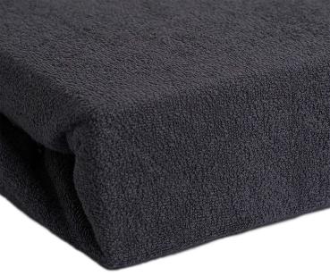 Preview: Luxury terry double bed quality fitted sheet, anthracite, 28cm bar