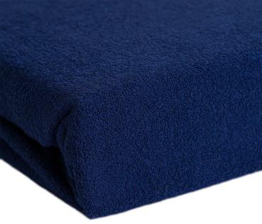 Preview: Luxus Frottee Fixleintuch 180x200 cm - Weiches Spannbetttuch für Doppelmatratzen - 80% Baumwolle, 20% Mikrofaser - Marine - Öko-Tex 100 - Bügelfrei