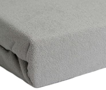 Preview: Luxury terry double bed fitted sheet, oversize, silver, 28cm bar