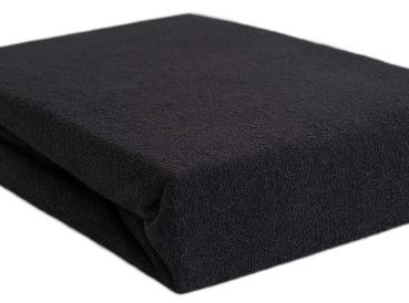 Preview: Oversize luxury terry fitted sheet, 80% cotton, 20% microfiber, black, 180 x 200 cm