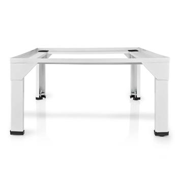 Preview: Support Lave-linge & Sèche-linge - Ménage Dos & Sol - Métal Blanc, 150kg, Anti-vibrations, Rangement, Pieds Réglables, 61x30x55cm