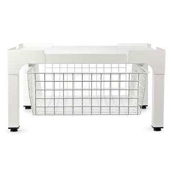 Preview: Support de haute qualité pour lave-linge/sèche-linge avec panier de rangement, jusqu‘à 200 kg - stable, ménageant le dos & peu encombrant