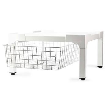 Preview: Support de haute qualité pour lave-linge/sèche-linge avec panier de rangement, jusqu‘à 200 kg - stable, ménageant le dos & peu encombrant