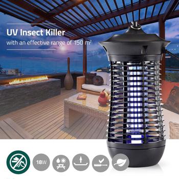 Preview: Destructeur d’insectes électrique UV-A - Piège lumineux efficace contre moustiques, mouches, guêpes - 18W, 150m² - Sans produits chimiques, compact