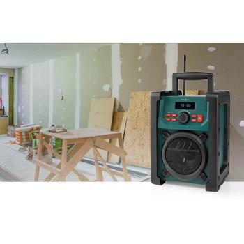 Preview: Robust DAB+ construction site radio with Bluetooth - IP65 weatherproof, 15W, battery or mains operation, green-black, for construction site & workshop