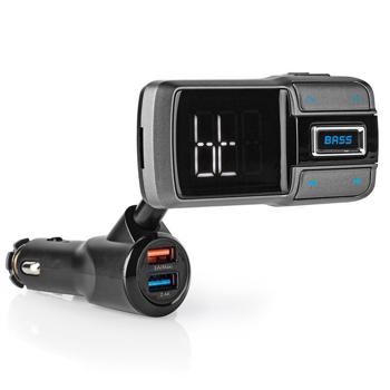 Preview: Transmetteur audio FM Bluetooth 5.0 pour voiture - Col de cygne flexible, Bass Boost, appels mains libres, 2 ports USB (3.0A & 2.4A), Siri/Google Assistant