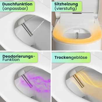 Preview: Smarter Premium Dusch-WC-Sitz mit Warmluft-Fön, Toilettenaufsatz mit Sitzheizung, Absenkautomatik und App Preview: Smarter Premium Dusch-WC-Sitz mit Warmluft-Fön, Toilettenaufsatz mit Sitzheizung, Absenkautomatik und App