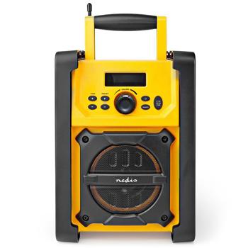 Preview: Mobile construction site radio with powerful 15W sound, yellow/black, Bluetooth, FM, mains and battery operation - robust and best sound quality 