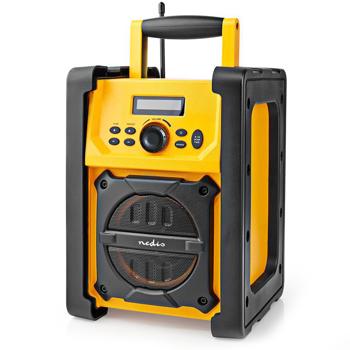 Preview: Mobile construction site radio with powerful 15W sound, yellow/black, Bluetooth, FM, mains and battery operation - robust and best sound quality 
