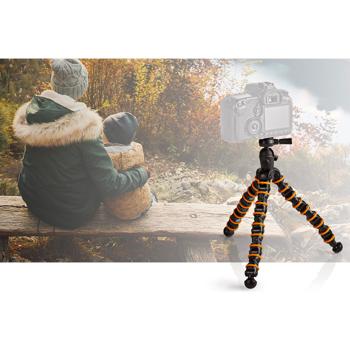 Preview: Flexible three-legged camera tripod for photo & video – 9 segments, 30 cm height with ball head – for action camera, smartphone & photo camera, max. 2.5 kg