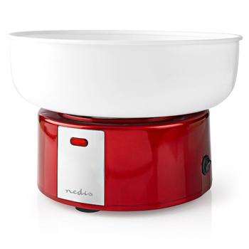Preview: Macchina per zucchero filato 500W: rosso/bianco, 29x23x29cm - design nostalgico, zucchero filato come al luna park - divertimento da festa per grandi e piccini
