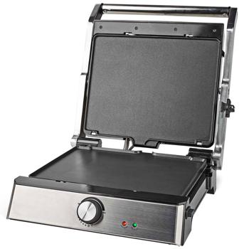 Preview: Griglia a contatto multifunzionale, 2000 watt, griglia a contatto o piastra teppanyaki, acciaio inox, antiaderente. Argento/nero. Grigliata rapida, pulizia facile