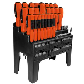 Preview: Jeu de tournevis et embouts 100 pièces - Poignées ergonomiques antidérapantes - Chrome vanadium acier - Rangement pratique pour bricolage et réparations