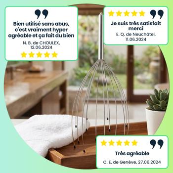 Preview: Masseur de tête avec picots relaxants, masseur araignée à 12 branches, manche lisse agréable, détente pure