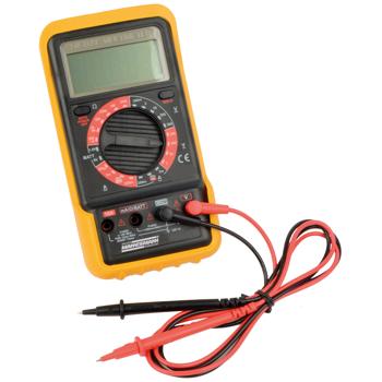 Preview: Digital multimeter with data memory, yellow/black - Precise measurements, overheating protection, incl. 9V battery for reliable results