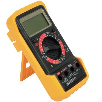 Preview: Digital multimeter with data memory, yellow/black - Precise measurements, overheating protection, incl. 9V battery for reliable results