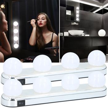 Set of 2 LED lamps for cosmetic mirror with 4 bulbs, battery operated