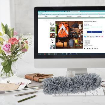 Preview: Piumino XL (2,5 m) con manico telescopico in acciaio inox: piumino lavabile a mano per soffitti alti e aree difficili da raggiungere Preview: Piumino XL (2,5 m) con manico telescopico in acciaio inox: piumino lavabile a mano per soffitti alti e aree difficili da raggiungere