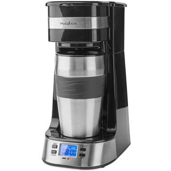 Preview: Kompakte Kaffeemaschine mit Edelstahl Coffee to Go Becher, LCD & Timer, 750W, silber/schwarz: Kaffee für den perfekten Start in den Tag