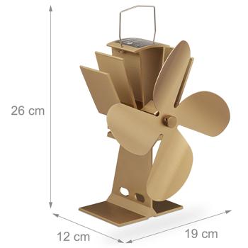Preview: Stromloser Kaminventilator aus Aluminium, 4 Lüfterblätter: Farbe: edle bronze, hochwertige Wärmeverteilung ohne Strom, für effiziente Heizleistung