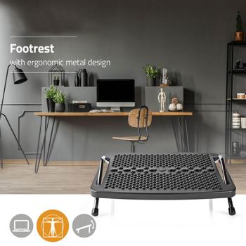 Preview: Poggiapiedi con angolo di inclinazione regolabile, nero, poggiapiedi ergonomico per scrivania, postazione di lavoro, home office, ufficio