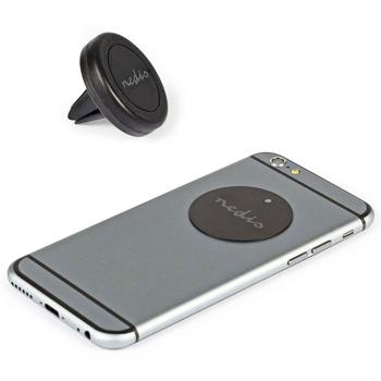 Preview: Support magnétique smartphone voiture – Universel aimant puissant compatible grilles d‘aération - Maintien stable pour iPhone, Samsung – Noir