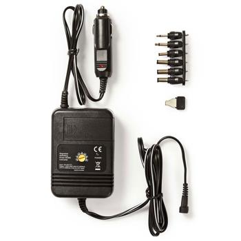 Preview: Adaptateur universel allume-cigare voiture - Chargeur PC portable/tablette 12-24V - 6 embouts DC - Compatible Asus Acer Lenovo Fujitsu - 24W