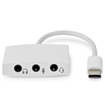 Preview: USB-C auf 3,5mm Kopfhörer Adapter - 3x Klinkenanschluss für Kopfhörer, Headset & Mikrofon - 3-in-1 Audioadapter Stereo 10cm - USB 2.0