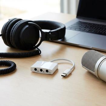 Adaptateur USB-C vers casque 3,5 mm - 3x prise jack pour casque, micro-casque et microphone - adaptateur audio stéréo 3-en-1 10 cm - USB 2.0