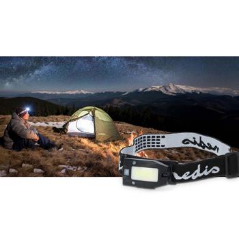 Preview: Rechargeable LED headlamp with gesture control – hands‑free use, 180 lumens, 20 m range – IPX4, USB‑C, 360° rotatable lamp head, outdoor, camping