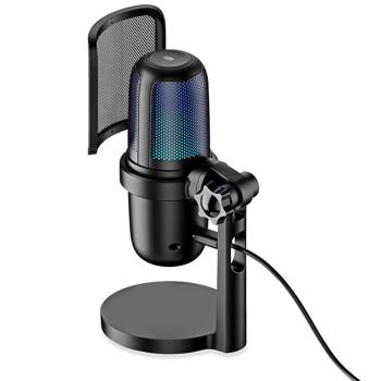 Preview: USB microphone for streaming, podcasting & studio: RGB, stand, pop filter – for gamers, influencers, content creators, musicians – recordings with crystal-clear sound