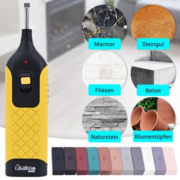 Preview: Professionelles Reparatur-Set zum Ausbessern von  Fliesen, Kacheln, Marmor, Steingut, Hartwachs u. Wachsschmelzer, originalgetreue Ergebnisse