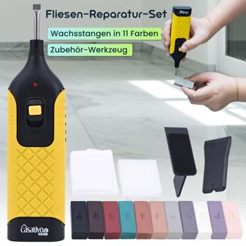 Preview: Professionelles Reparatur-Set zum Ausbessern von  Fliesen, Kacheln, Marmor, Steingut, Hartwachs u. Wachsschmelzer, originalgetreue Ergebnisse