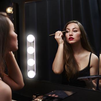 Preview: set di 2 lampade LED per specchio di cortesia con 4 lampadine, a batteria