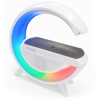Preview: Veilleuse LED multifonctionnelle RGB - Station de recharge sans fil Qi 10W - Haut-parleur Bluetooth 5.3-Radio FM-AUX-In-USB-C-Micro SD 32Go