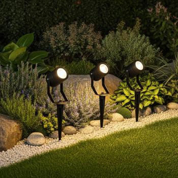 3-piece SmartLife garden floodlight set, Wi‑Fi garden light with ground spike, RGB, IP65, App, 3x 3 W