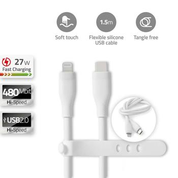 Preview: cavo di ricarica per iPhone, cavo di ricarica rapida Lightning, USB-C, Apple, 1,5 m, silicone, bianco Preview: cavo di ricarica per iPhone, cavo di ricarica rapida Lightning, USB-C, Apple, 1,5 m, silicone, bianco