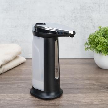 Preview: Distributeur automatique de savon (sans contact): capteur infrarouge, 400 ml – aspect inox (chrome ABS), design élégant – hygiène maximale