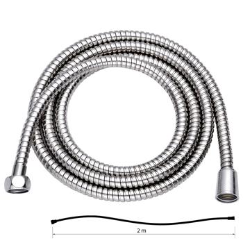 Preview: Flexible de Douche Inox - Économie d‘Eau 40% - Chromé, Souple, 2m - Résistant Pression/Chaleur - Installation Facile - Usage Douchette & Pommeau