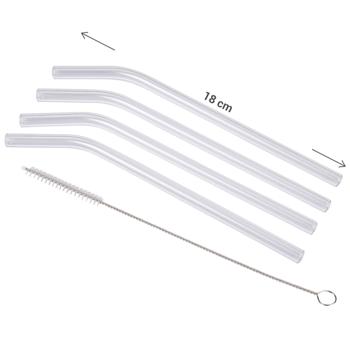 Preview: Glas-Strohhalme 4er-Set - wiederverwendbar, spülmaschinenfest & umweltfreundlich - ideal für Cocktails, Smoothies & Matcha - inkl. Reinigungsbürste