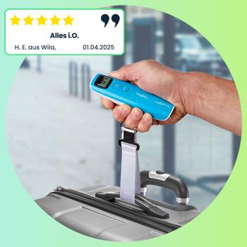 Preview: Präzise digitale Kofferwaage mit gut ablesbarem LCD-Display – ideal für Reisen, wiegt Gepäck bis 50 kg, kompakt, leicht, handlich & benutzerfreundlich