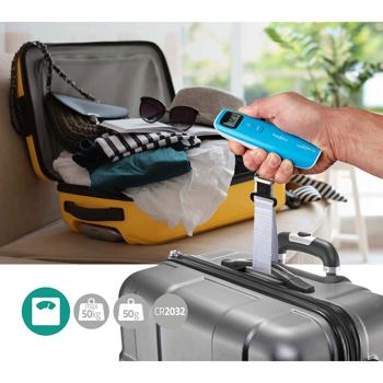 Preview: Bilancia digitale precisa per bagagli con display LCD di facile lettura - ideale per i viaggi, pesa bagagli fino a 50 kg, compatta, leggera, maneggevole e facile da usare