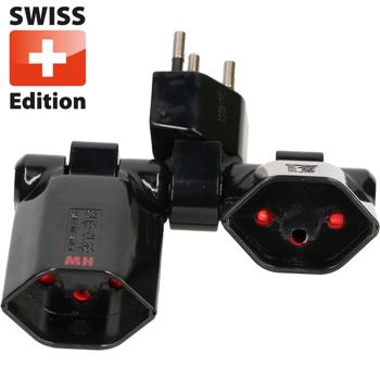 Praktischer Clip Clap Abzweigstecker 2x Typ 13, 3-polig, schwarz, kompakter Stecker für mehr Steckdosen, einfach, sicher u. platzsparend