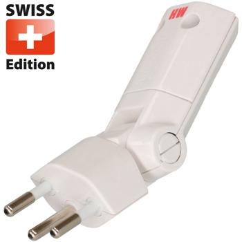 Stecker Typ 12 - Klappbar (180°) & Drehbar (130°) - Ideal für enge Bereiche, versteckte Steckdosen - Weiss, 250V, 10A, IP20, S+ Zeichen