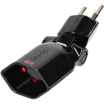 Preview: Abzweigstecker Typ 13 - drehbar (130°) & klappbar (180°) - Kinderschutz - für enge Stellen - Polycarbonat - 3-polig - 230V/10A - schwarz