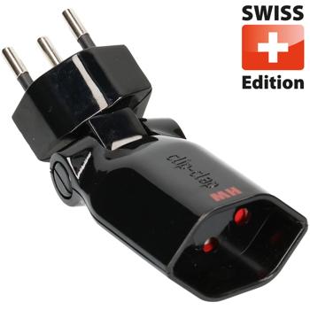 Abzweigstecker Typ 13 - drehbar (130°) & klappbar (180°) - Kinderschutz - für enge Stellen - Polycarbonat - 3-polig - 230V/10A - schwarz